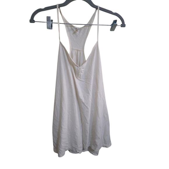 Old Navy Racerbank Tank Top XL Cream Button Front Vintage Y2K - Picture 1 of 4